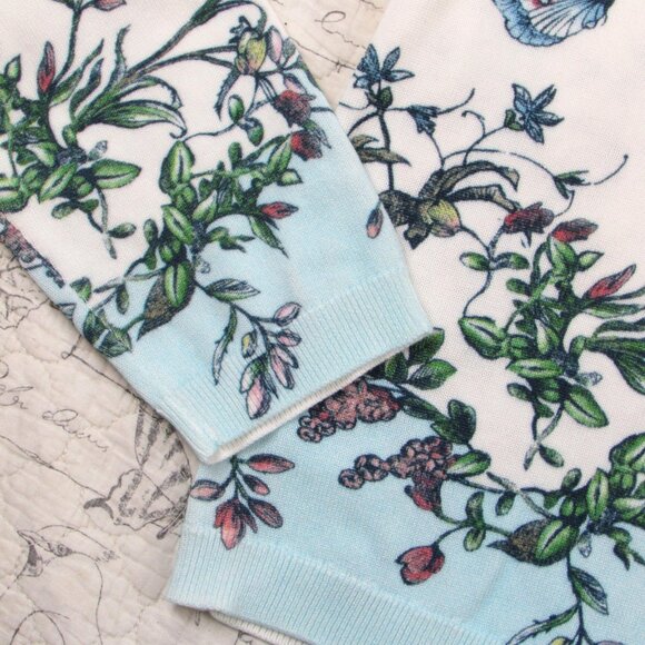 NEW Talbots Womens Butterfly Garden Print Cotton Rayon Button Front Cardigan XL - Picture 5 of 11